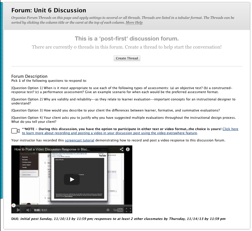 video discussion option