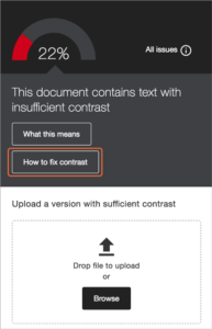 screenshot of ally instructor contrast issues notice