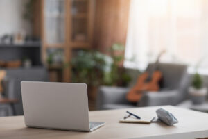 Laptop on Desk with Background blurred