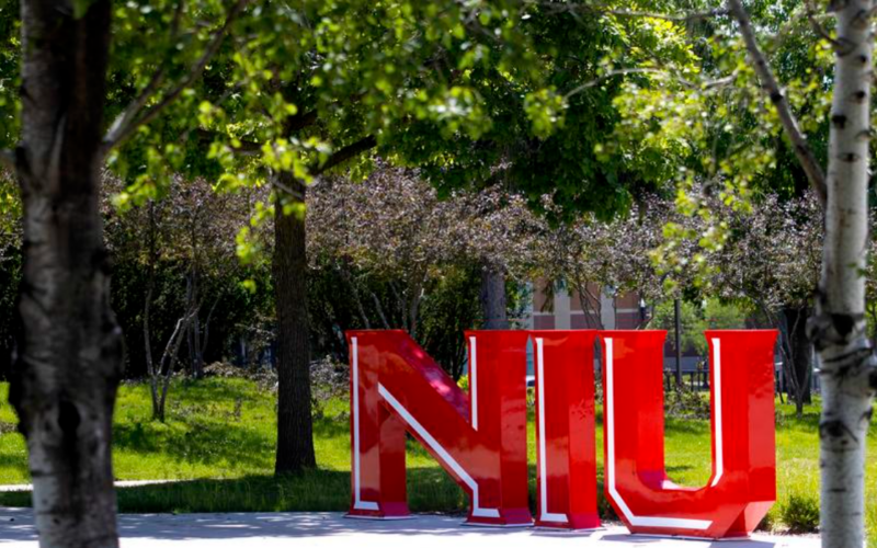NIU letters in MLK Commons