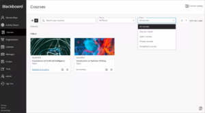 screenshot of Blackboard Courses page