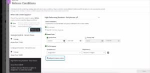 screenshot of multiple release conditions page