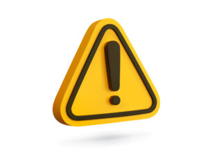 3d alert sign, caution icon, attention mark. Isolated vector yellow triangle with exclamation mark. Danger warning, reminder, emergency hazard notification symbol. 3d alert notice, warning message