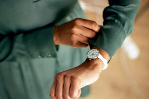 Wrist with wristwatch